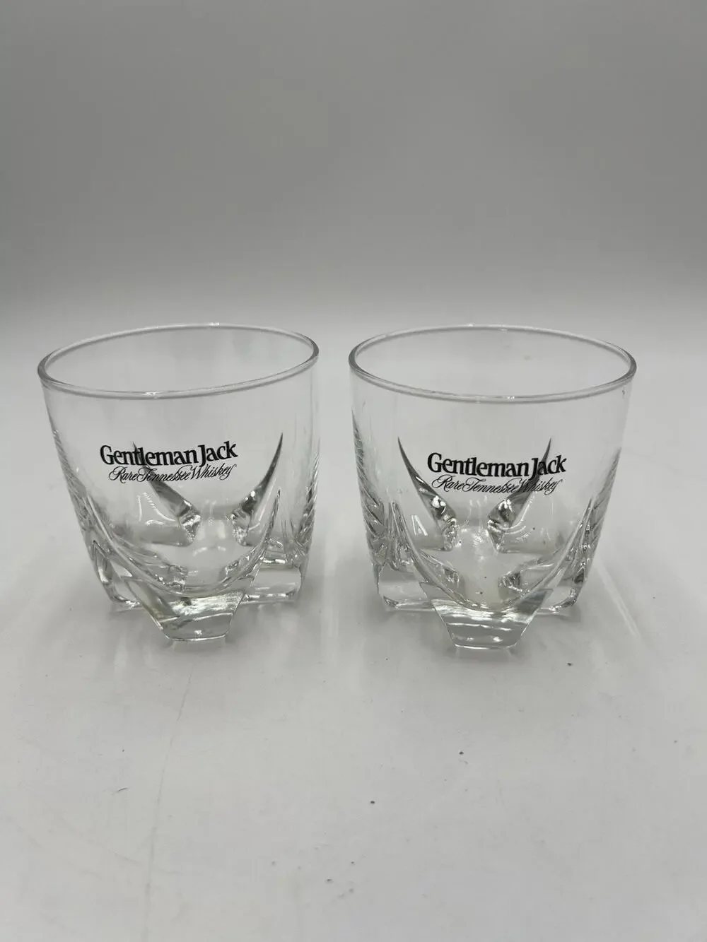 Pair Gentleman Jack Rare Tennessee Whiskey Heavy Rocks Glasses Barware